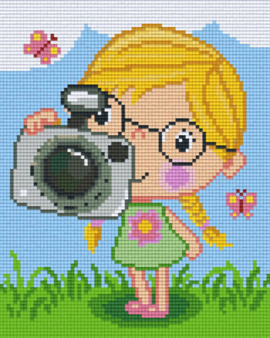 Girl Holding Camera Four [4] Baseplatge PixelHobby Mini-mosaic Art Kit